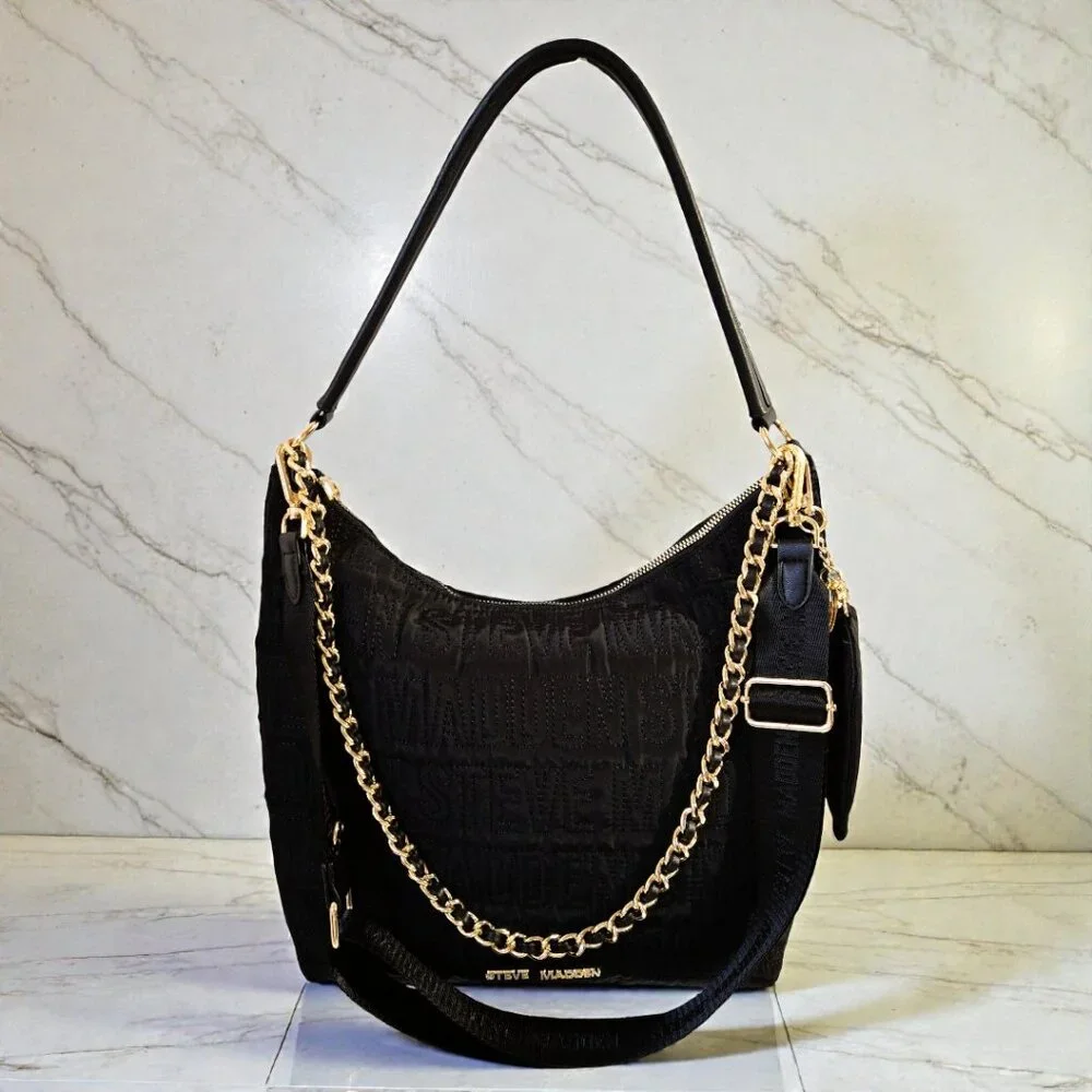 Steve Madden DO342015 Black & Gold BMIMI HOBO Bag NWT